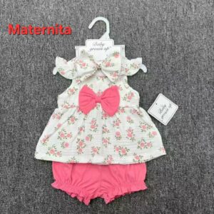 Ensemble Bébé Fille 3 Pieces avec Bandeau Fleuri avec Bloomer et Bandeau – Élégance & Confort | Bambinerie Maternita Dakar