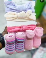 Coffret 5 Pièces Bandeaux & Chaussettes Bébé – Douceur et Style pour Nouveau-né  à 12Mois| Bambinerie Maternita Dakar