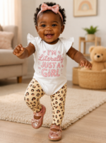 Ensemble bébé fille 3 pièces avec body imprimé et leggings  et Chaussures– Bambinerie Maternita Dakar