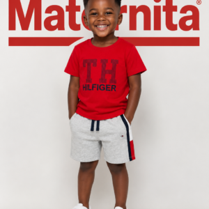 Ensemble Garçon2 Pieces Short Tommy Hilfiger Rouge & Gris – De 1 an à 8 ans