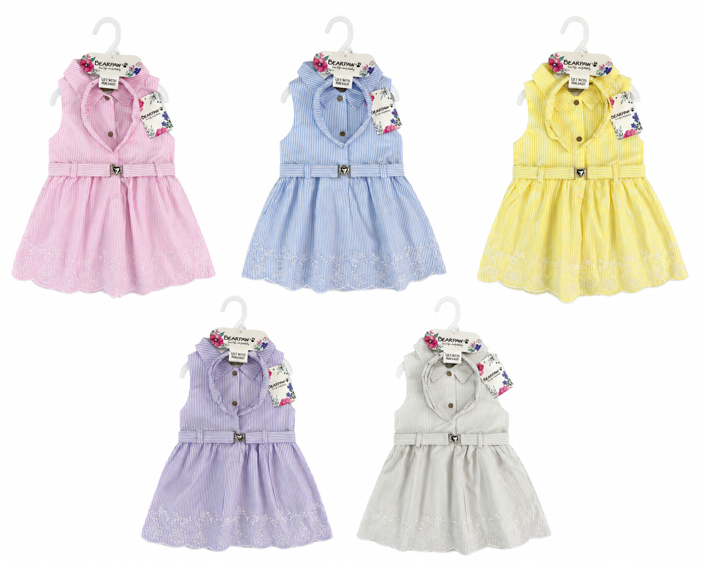 Robe Rayée Chic avec Serre-Tête et Ceinture – 100% Coton | Fille 3 Mois à 5 Ans. Maternita Dakar – Image 3