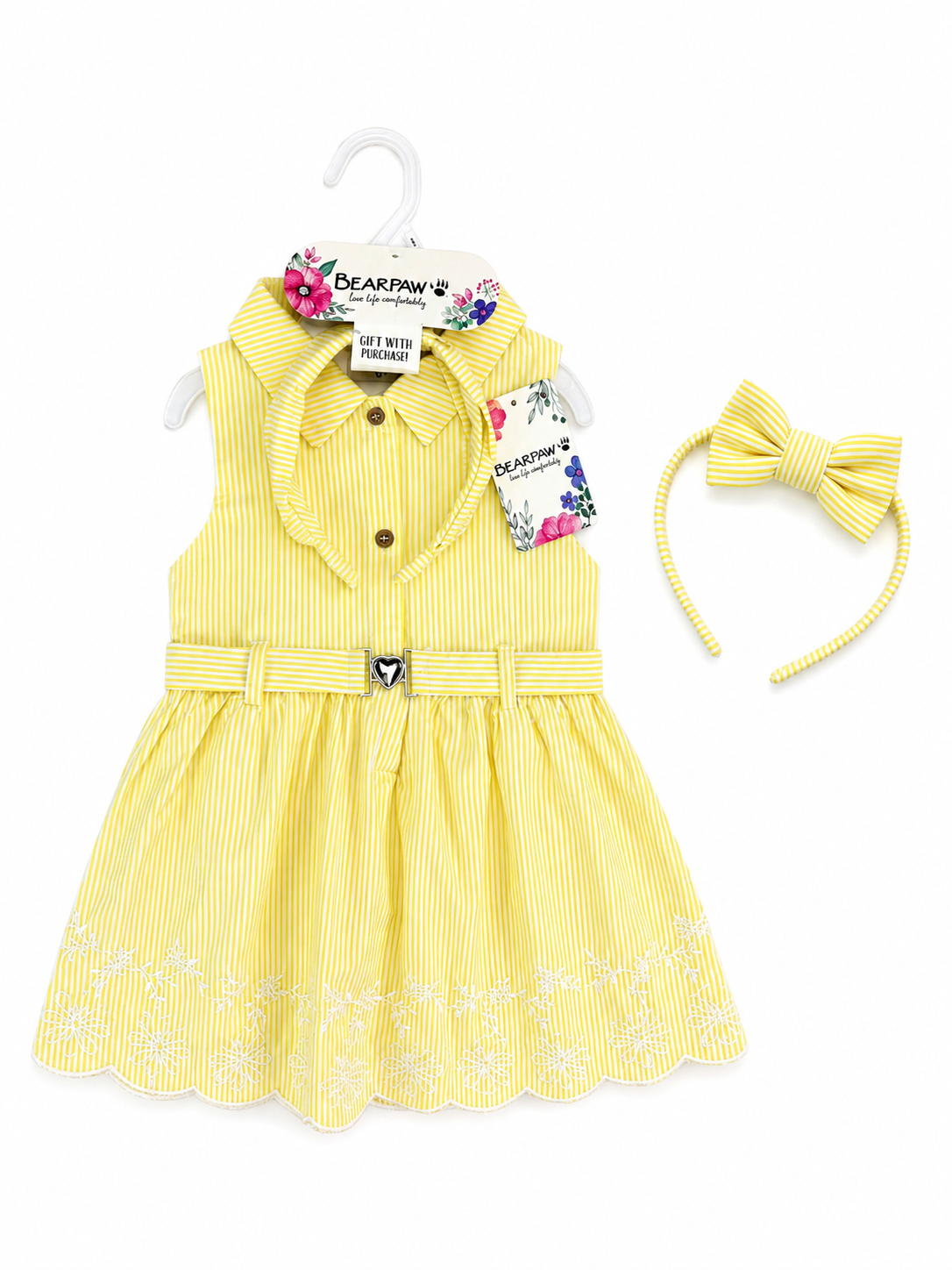 Robe Rayée Chic avec Serre-Tête et Ceinture – 100% Coton | Fille 3 Mois à 5 Ans. Maternita Dakar – Image 7