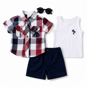 Ensemble Garçon 3 Piéces Chic Été avec Lunettes – 3 Mois à 5 Ans | Bambinerie Maternita Dakar