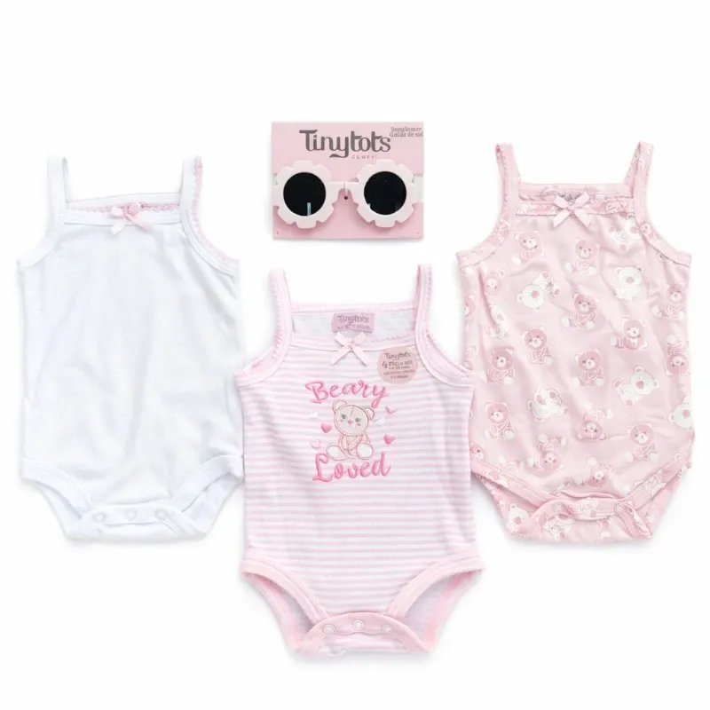 Lot de 3 Bodies Bébé Fille Cotonavec Lunettes – Coffret Été Fashion 3M-24M| Maternita Dakar – Image 3