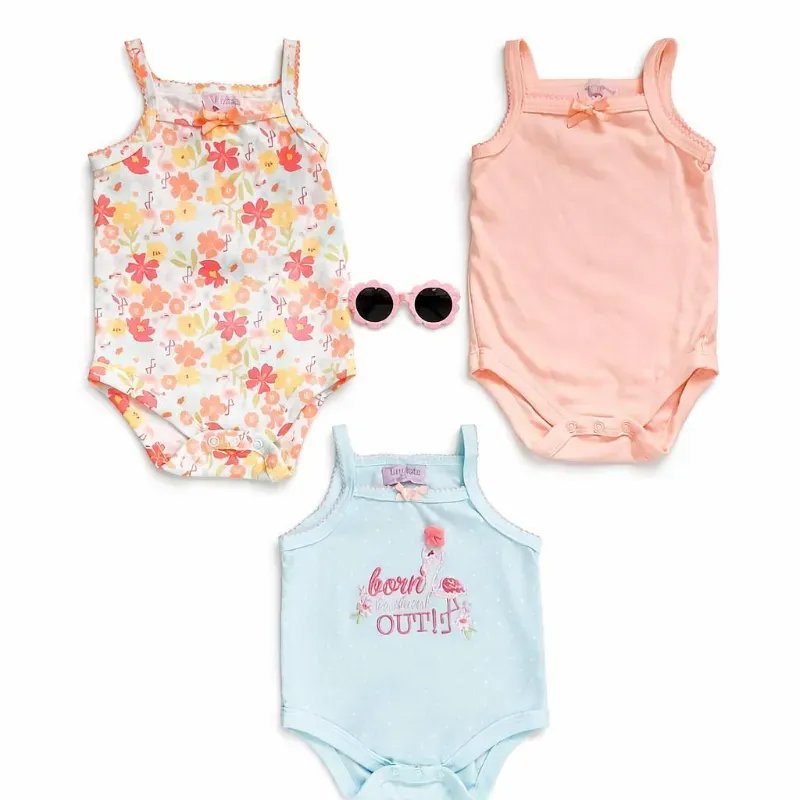 Lot de 3 Bodies Bébé Fille Cotonavec Lunettes – Coffret Été Fashion 3M-24M| Maternita Dakar – Image 4