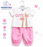 Ensemble Bébé Fille « Cute Girafe » – 2 Pièces en Coton Doux 1-5ans| Bambinerie Maternita Dakar