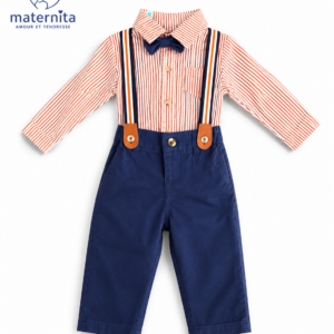Ensemble Chic Garçon Chemise + Bretelles + Nœud Papillon + Pantalon – 1 à 5 Ans. Bambinerie Maternita Dakar
