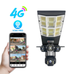Caméra Solaire de Surveillance 4G/WiFi 4K avec Éclairage LED Intégré – Triple Objectif 360°Maternita Dakar