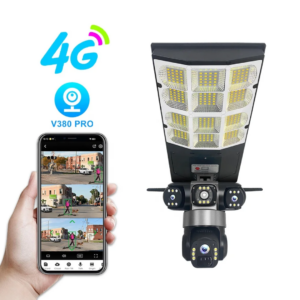 Caméra Solaire de Surveillance 4G/WiFi 4K avec Éclairage LED Intégré – Triple Objectif 360°Maternita Dakar