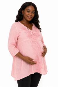 Tunique de Grossesse Rose Brodée Maternita Tunique de Grossesse Rose Brodée Maternita