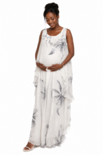 Robe de Grossesse Longue Fluide en Mousseline Imprimée Maternita