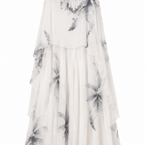 Robe de Grossesse Longue Fluide en Mousseline Imprimée Maternita