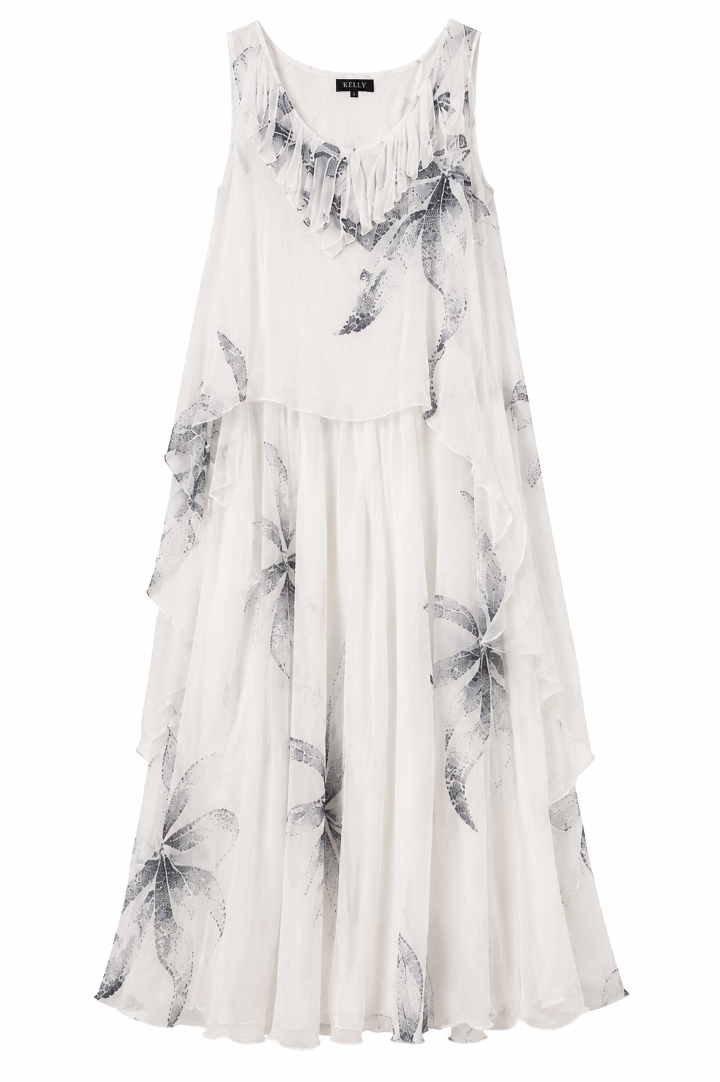 Robe de Grossesse Longue Fluide en Mousseline Imprimée Maternita