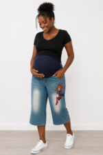 Pantacourt de Grossesse en Jean Denim Bleu Maternita