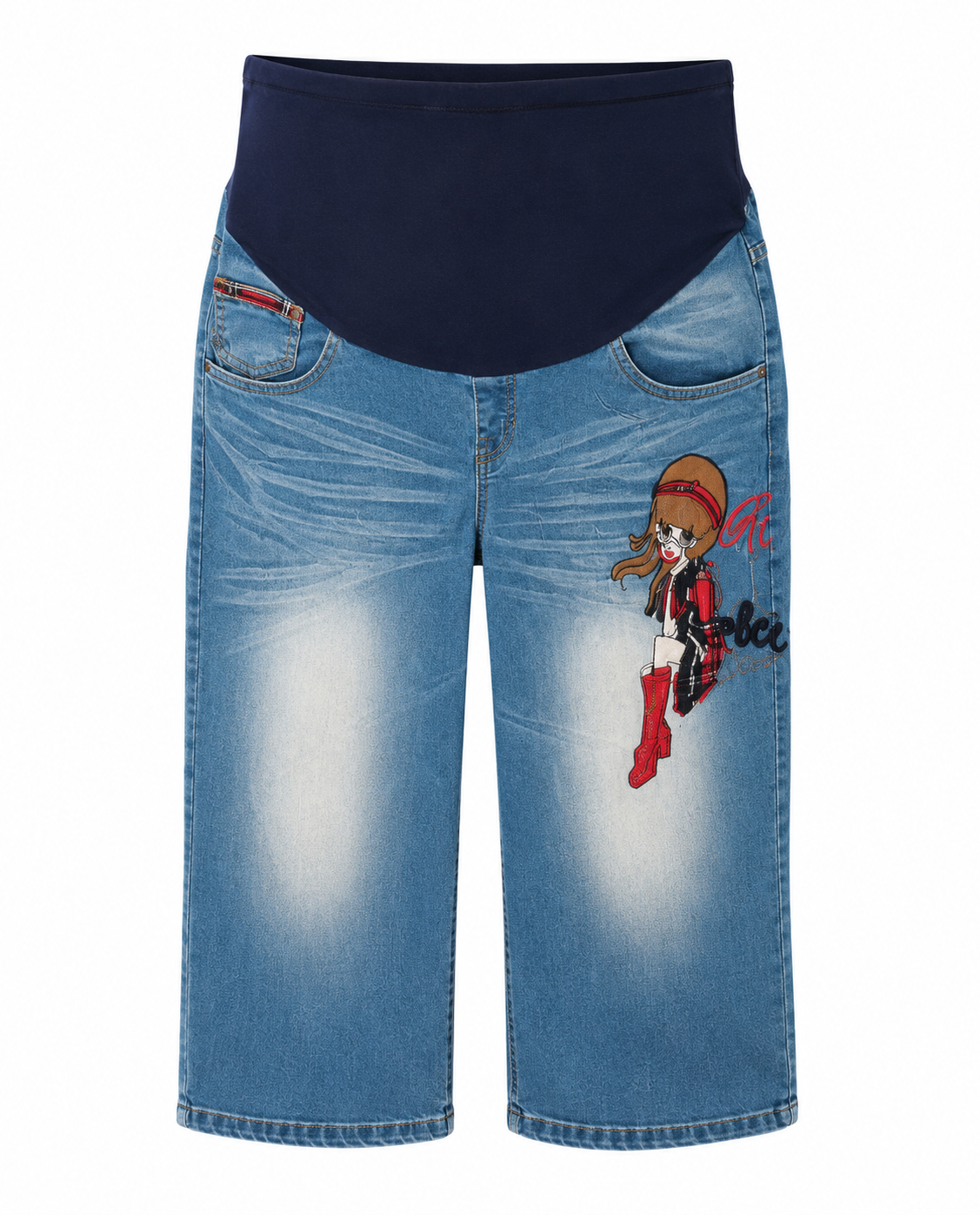 Pantacourt de Grossesse en Jean Denim Bleu Maternita