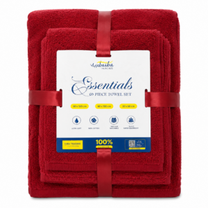 Ensemble de Serviettes de Bain 3 Pièces 100% Coton Rouge – Bambinerie Maternita Dakar