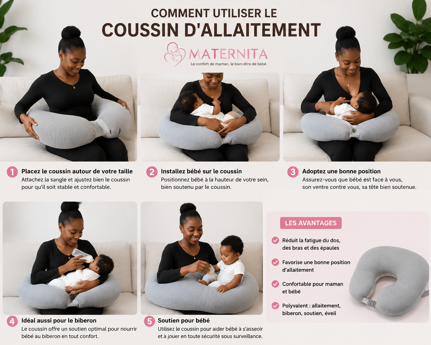 Coussin d’Allaitement Maternita – Confort Optimal pour Maman et Bébé. Maternita Dakar – Image 2