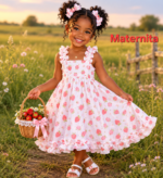 Robe Fille Imprimé Fraises –1-12ans Maternita Dakar