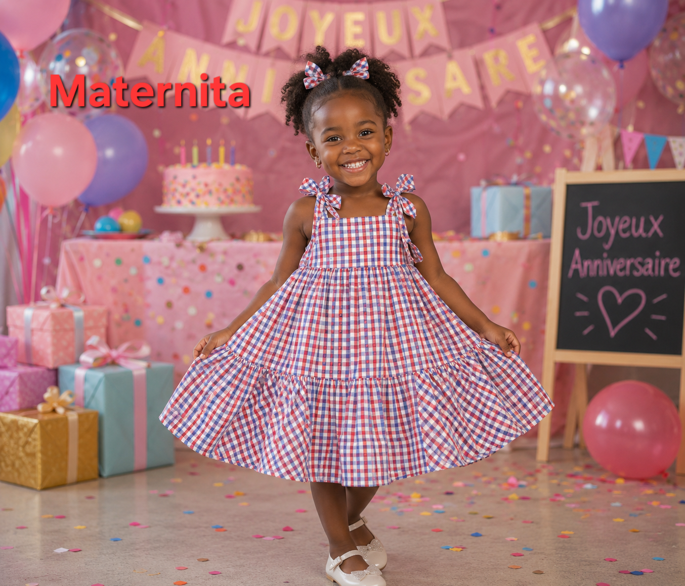Robe Fille à Carreaux Marshall Kids – Élégance et Confort pour Toutes les Occasions- Maternita Dakar – Image 3