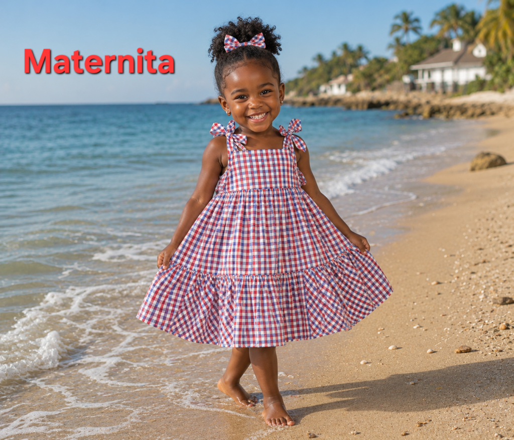 Robe Fille à Carreaux Marshall Kids – Élégance et Confort pour Toutes les Occasions- Maternita Dakar
