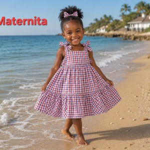 Robe Fille à Carreaux Marshall Kids – Élégance et Confort pour Toutes les Occasions- Maternita Dakar
