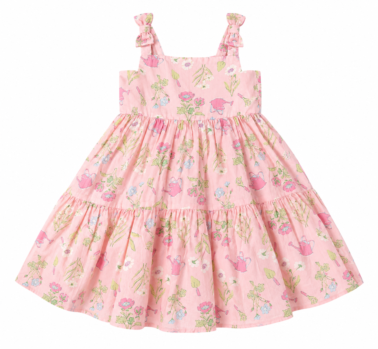 Robe Fille Fleurie Rose à Bretelles Nouées – Élégance et Confort pour les Petites Princesses - Maternita Dakar – Image 3