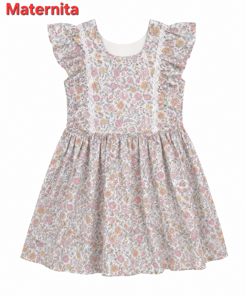 Robe Fille Fleurie à Volants et Dentelle – Maternita Dakar