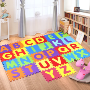 Tapis Puzzle Alphabet 26 Lettres de l’alphabet en Mousse EVA – 30 x 30 cm Maternita