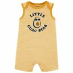 Barboteuse bébé garçon Carter's « Little Guac Star » – Sans manches en coton rayé jaune Maternita Dakar