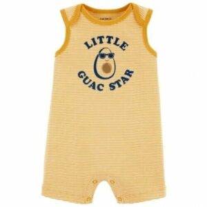 Barboteuse bébé garçon Carter's « Little Guac Star » – Sans manches en coton rayé jaune Maternita Dakar