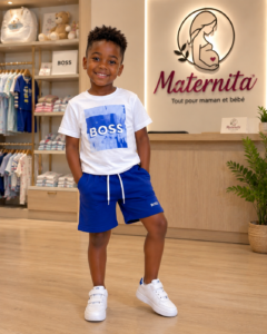 Ensemble BOSS Enfant – T-shirt Blanc & Short Bleu Maternita Dakar Ensemble BOSS Enfant – T-shirt Blanc & Short Bleu Maternita Dakar