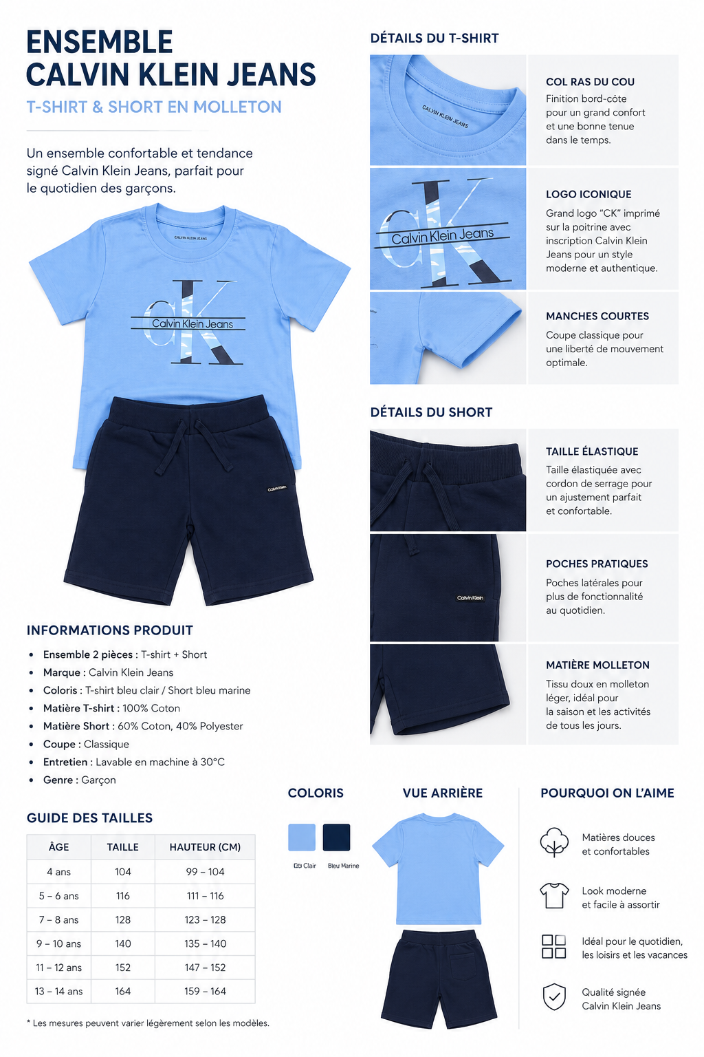 Ensemble Calvin Klein Jeans Garçon – T-shirt -Short Maternita Dakar
