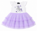 Robe Licorne Pailletée Fille en Tulle – Blanche & Lavande | 1 à 10 Ans Maternita Dakar