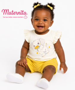 Ensemble Fille 2 Pièces en Coton – T-Shirt à Volants & Short Maternita Dakar