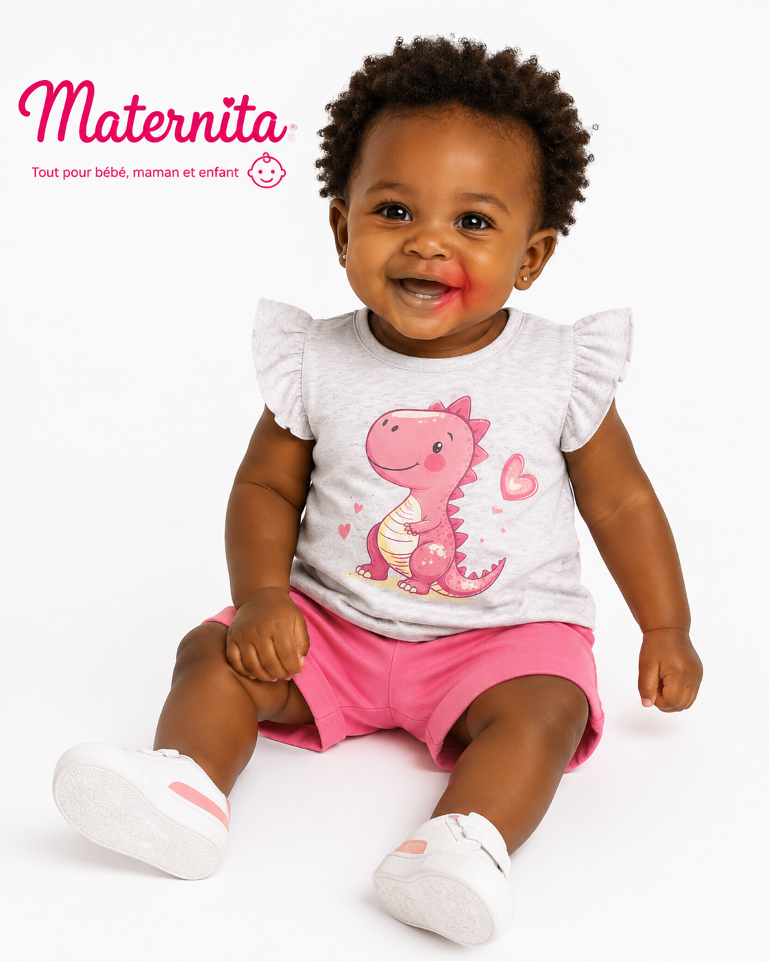 Ensemble Bébé Fille 2 Pièces en Coton – T-Shirt à Volants & Short | Bambinerie Maternita Dakar – Image 6