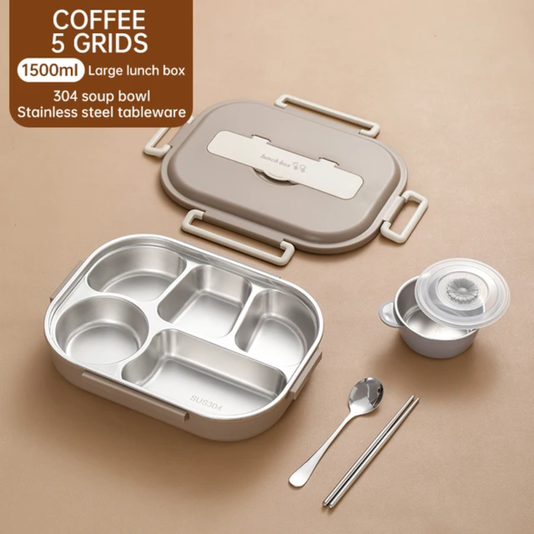 Lunch Box Bento Inox Compartimentée 1000 ml / 1500 ml – Étanche et Pratique sans Cuillere. Maternita