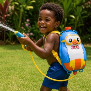 Sac à Dos Pistolet à Eau Enfant – Réservoir Dorsal Animaux (Abeille, Pingouin, Coccinelle, Canard…)Maternita Dakar