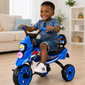 Tricycle Enfant Moto 3 Roues avec Lumières et Musique – Bleu/Rose Maternita Dakar