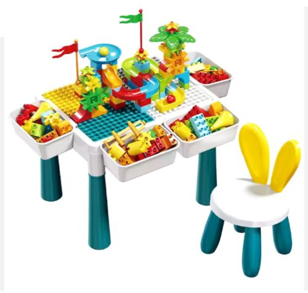 Table d'activités avec blocs de construction et parcours de billes – Jouet éducatif multifonction pour enfants. Maternita Dakar – Image 2