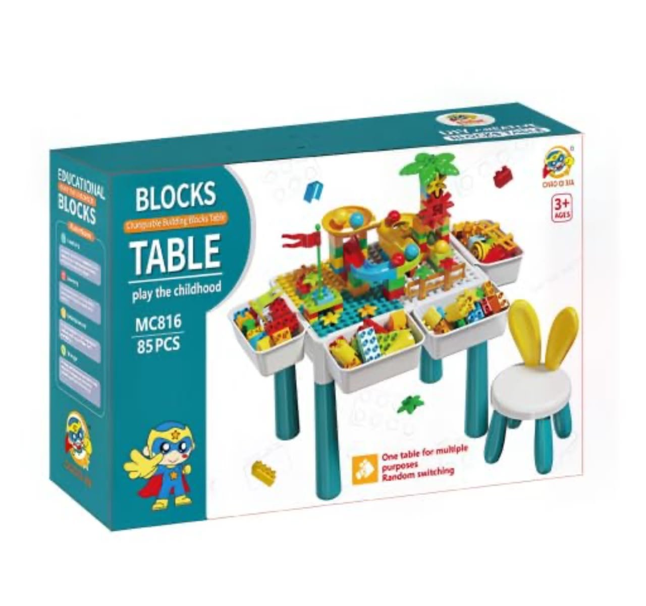 Table d'activités avec blocs de construction et parcours de billes – Jouet éducatif multifonction pour enfants. Maternita Dakar – Image 4