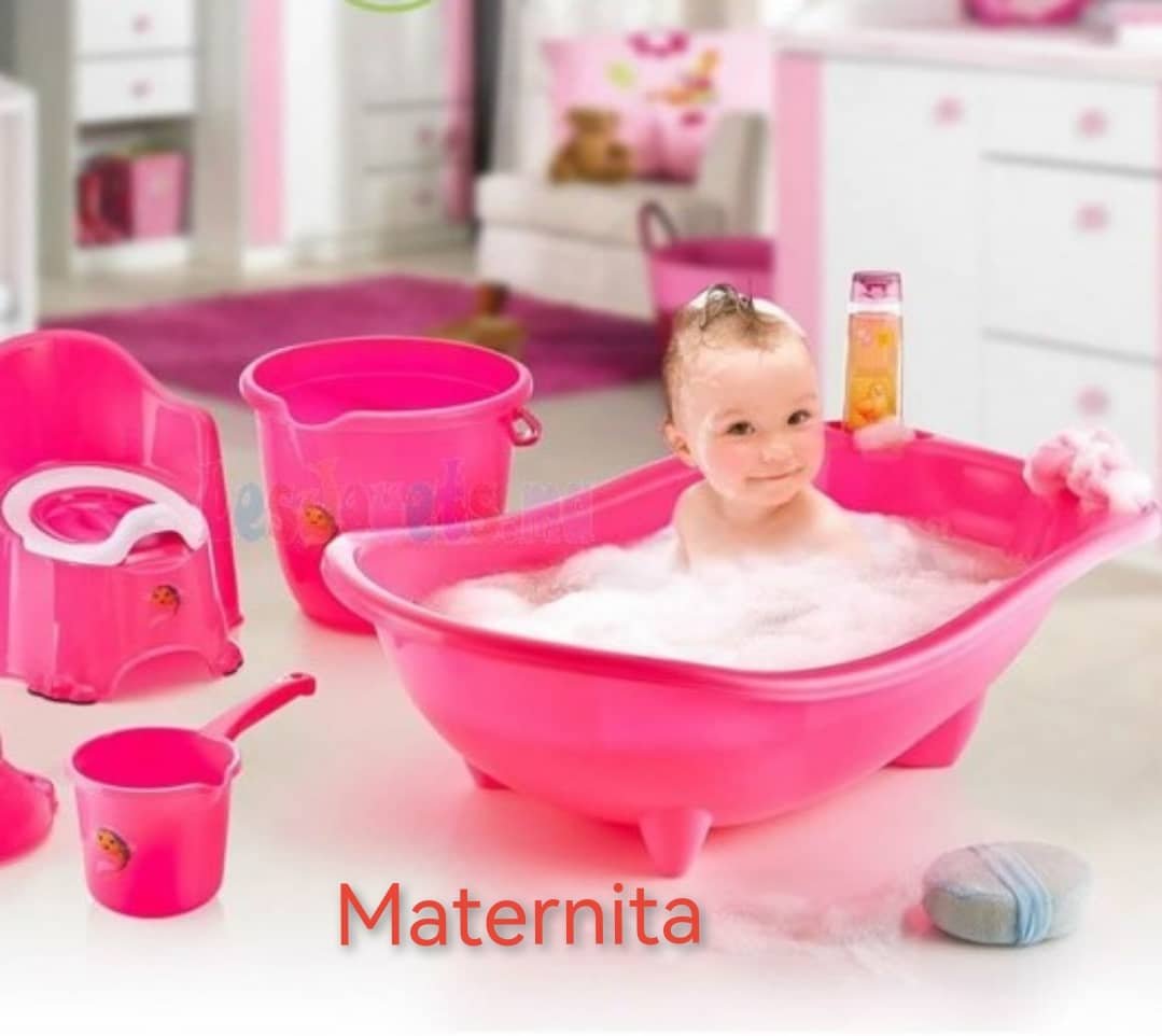 Ensemble de bain bébé 5 pièces – Baignoire, siège de bain, pot, seau et gobelet | Bambinerie Maternita Dakar – Image 2