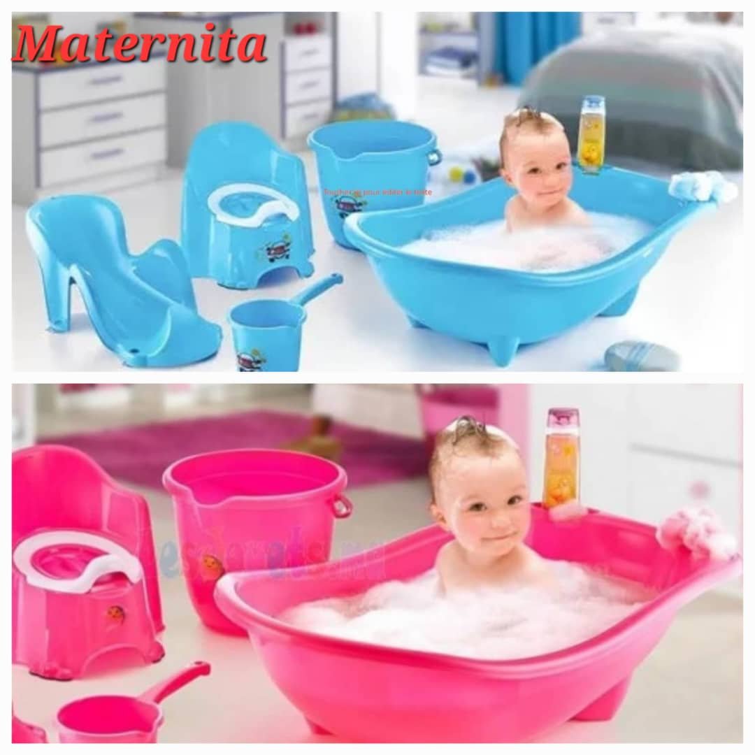 Ensemble de bain bébé 5 pièces – Baignoire, siège de bain, pot, seau et gobelet | Bambinerie Maternita Dakar – Image 3