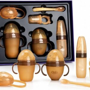 Set Coffret repas bébé multifonction 9 pièces – Biberons, tasses, cuillère et accessoires