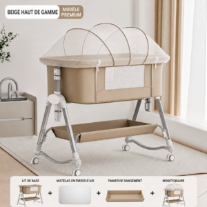 Couffin Cododo Ajustable Premium avec Moustiquaire – Beige & Gris Maternita Dakar