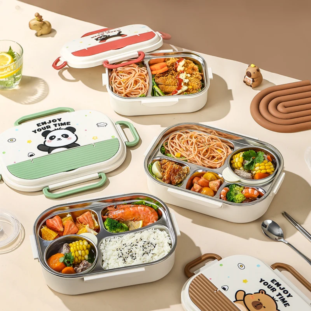 Lunch Box Range-gouter Compartimentée Panda avec Couverts – Boîte à Repas Enfant Maternita Dakar