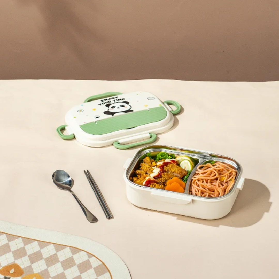 Lunch Box Range-gouter Compartimentée Panda avec Couverts – Boîte à Repas Enfant Maternita Dakar