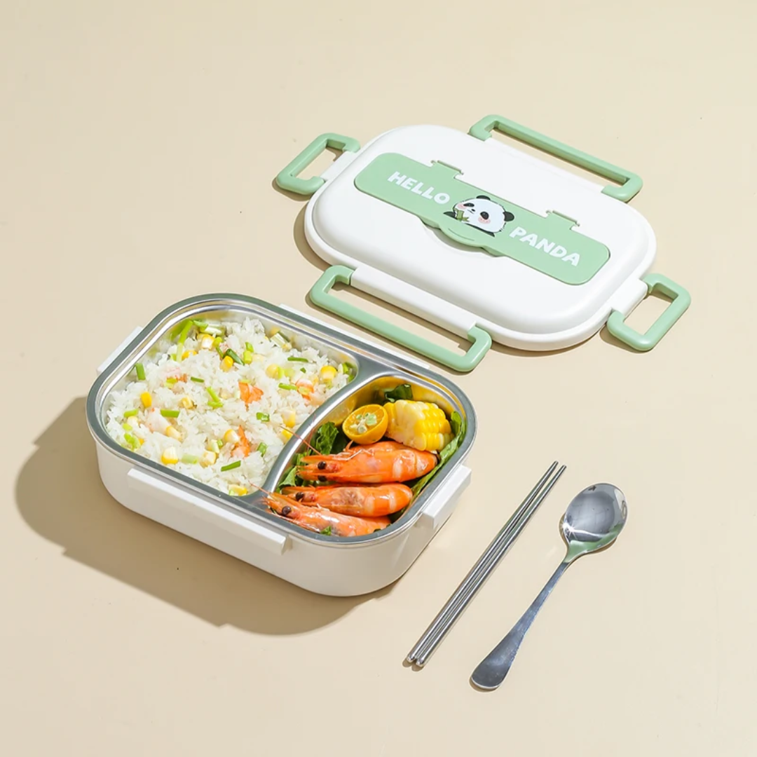 Lunch Box Range-gouter Compartimentée Panda avec Couverts – Boîte à Repas Enfant Maternita Dakar