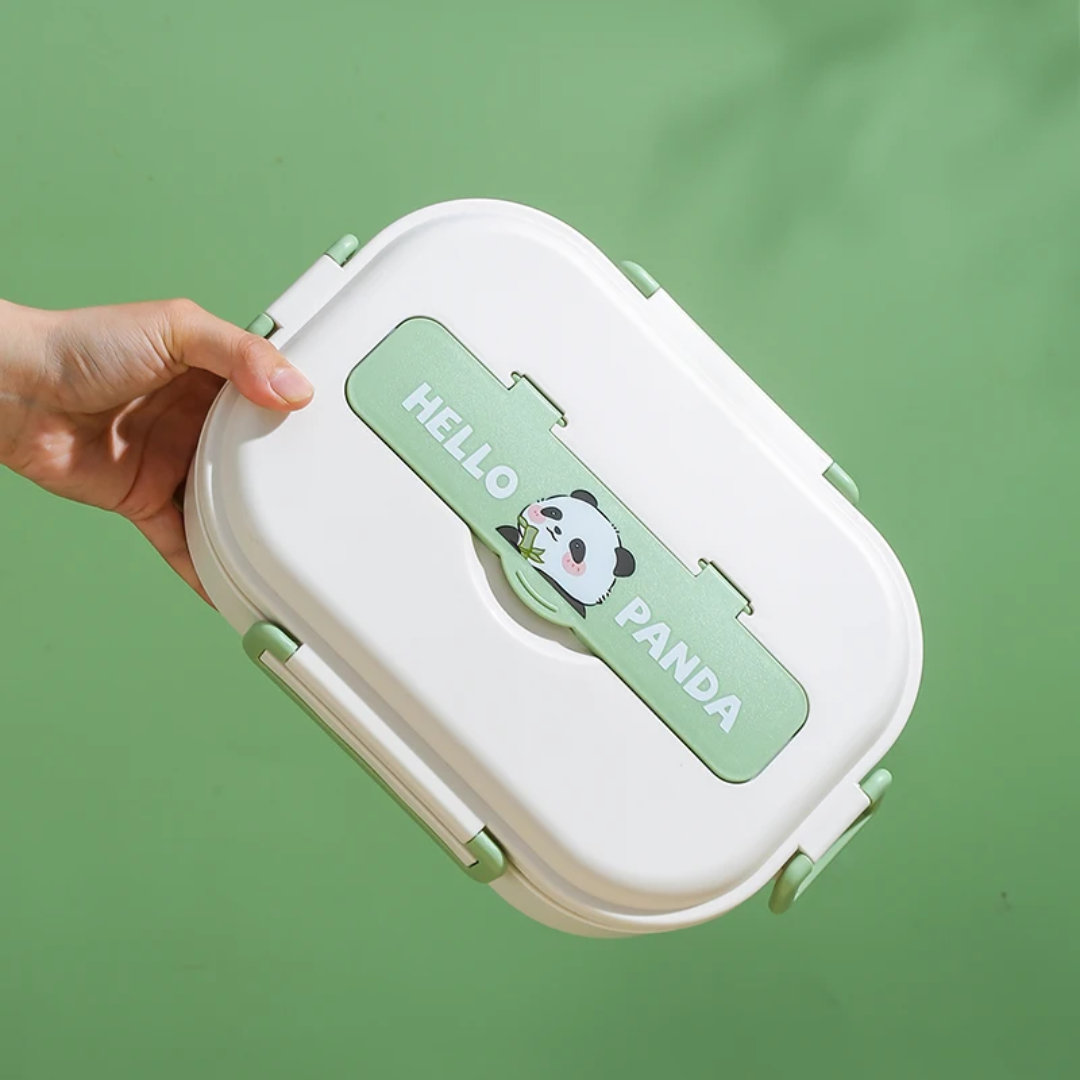 Lunch Box Range-gouter Compartimentée Panda avec Couverts – Boîte à Repas Enfant Maternita Dakar