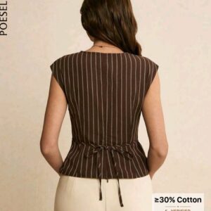 Top péplum marron à rayures fines décolleté cache-cœur taille 40-42 Bambinerie Maternita Dakar
