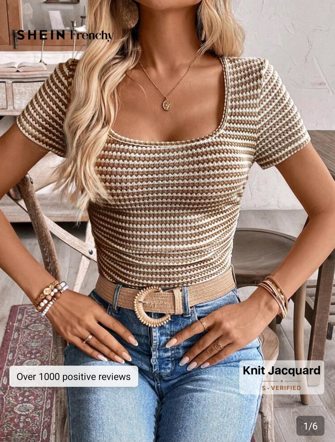 top-maille-jacquard-raye-marron-destock-dakar